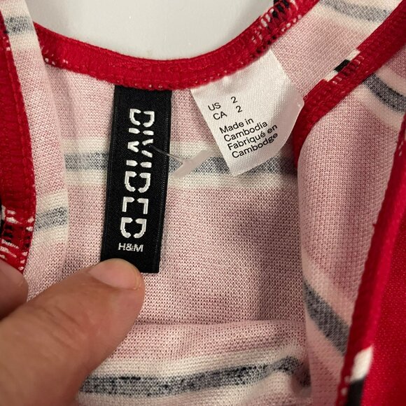 H&M Womens Striped Mini A-Line Dress Sleeveless Red/Multi Size 2 - Picture 8 of 9
